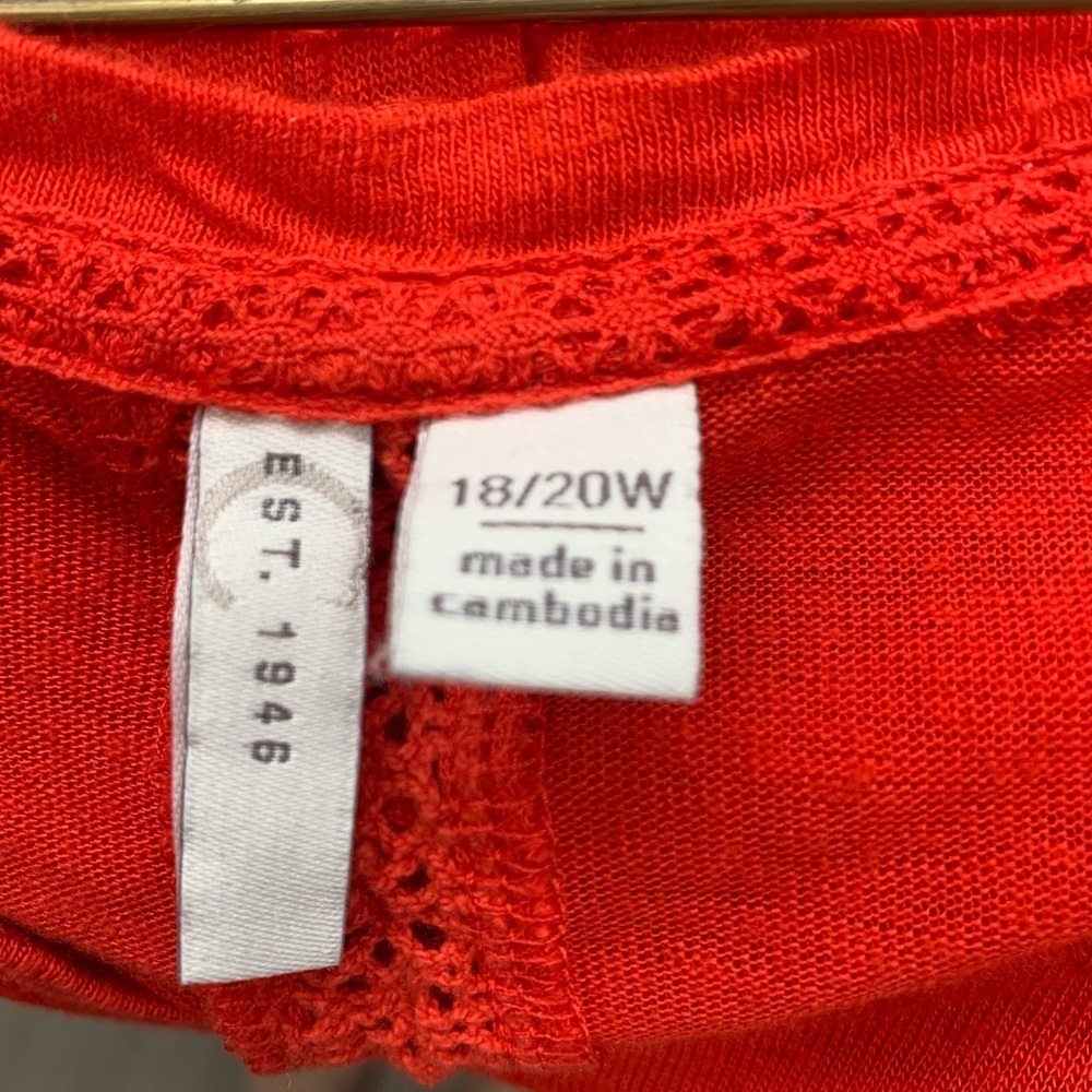 Oversized Red Orange Casual Top Tee Shirt T-Shirt‎ High Low Size 18/20W - Picture 6 of 6